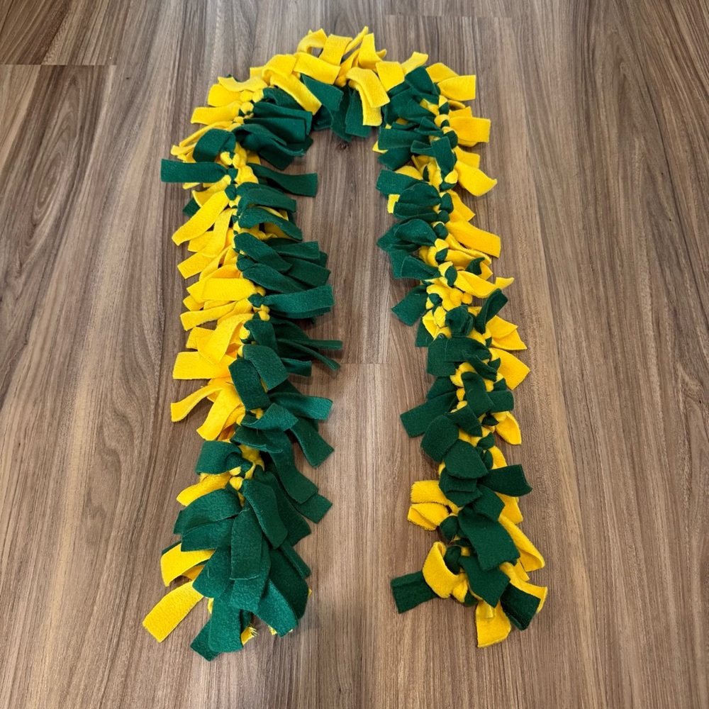 Green and Yellow Fringe Scarf
